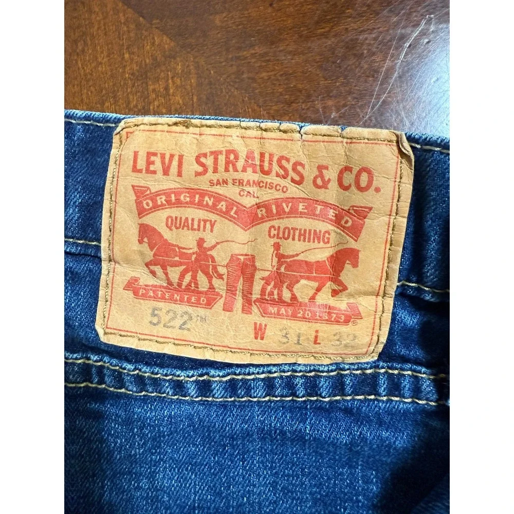 Levi's 522 Slim Taper Mens Jeans W31 L32 Stretch Blue Denim‎ Medium Wash
